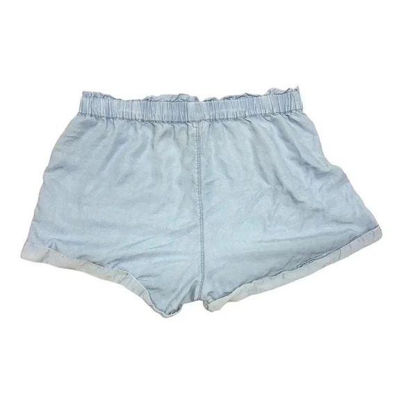 Aerie Paper Bag Waist Blue Shorts Chambray Women's Size Large Belted - Picture 5 of 7